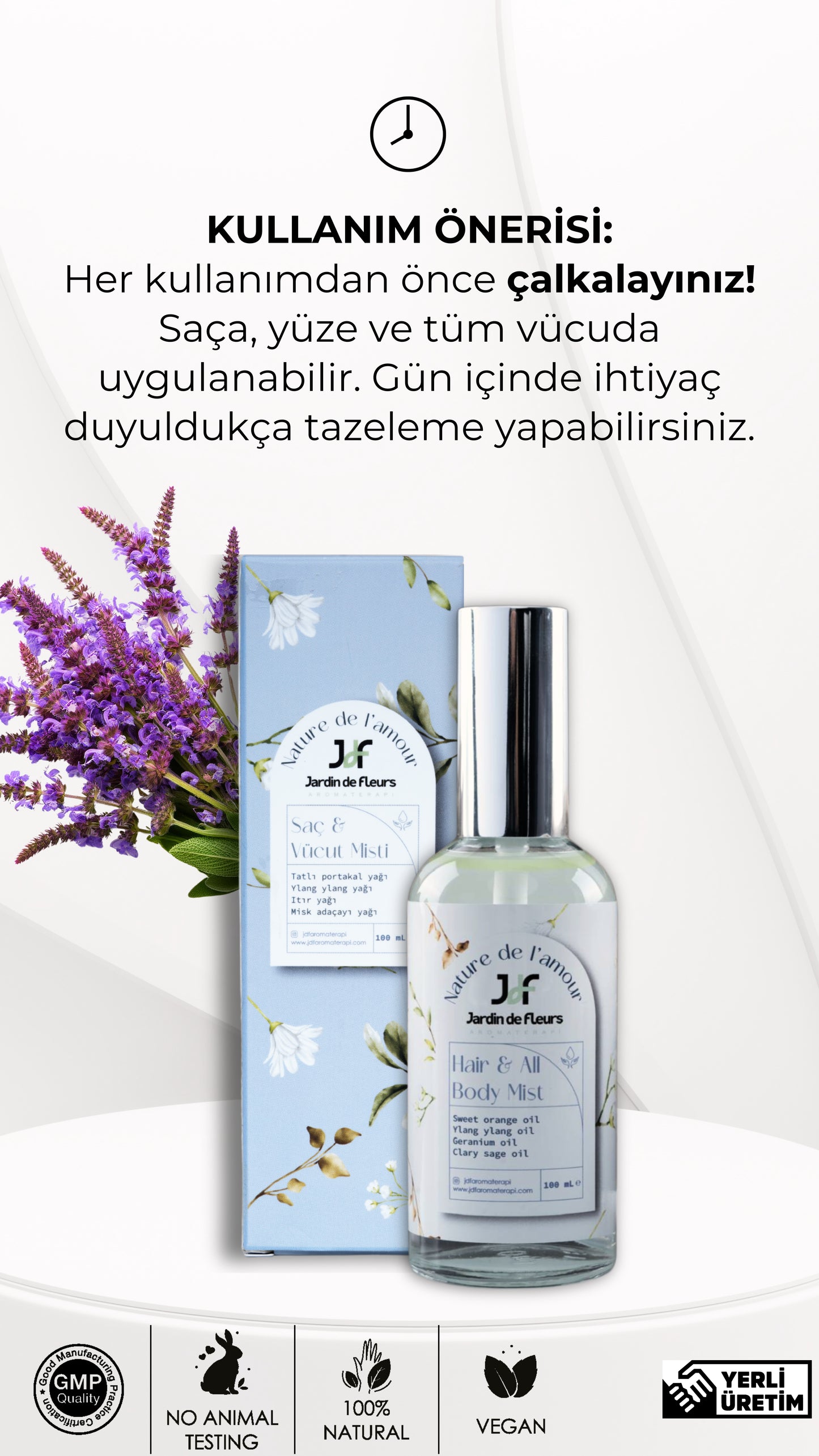 JdF Aromaterapi Nature de l'amour - Saç, Yüz ve Tüm Vücut Misti 100 mL