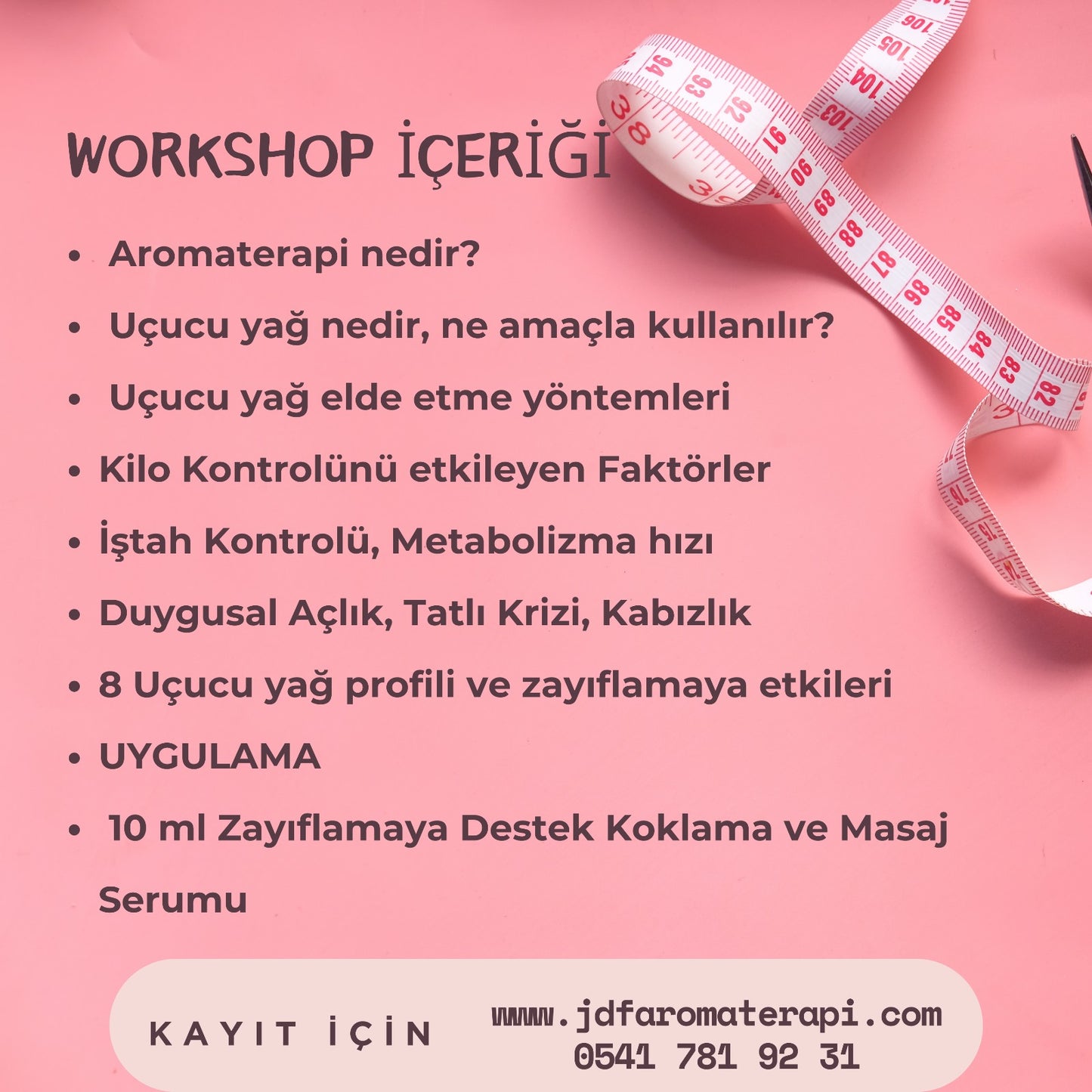 İŞTAH VE KİLO KONTROLÜNDE AROMATERAPİ WORKSHOP